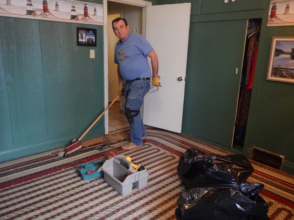 2016 Brian does floor in Courtney's old Bedroom