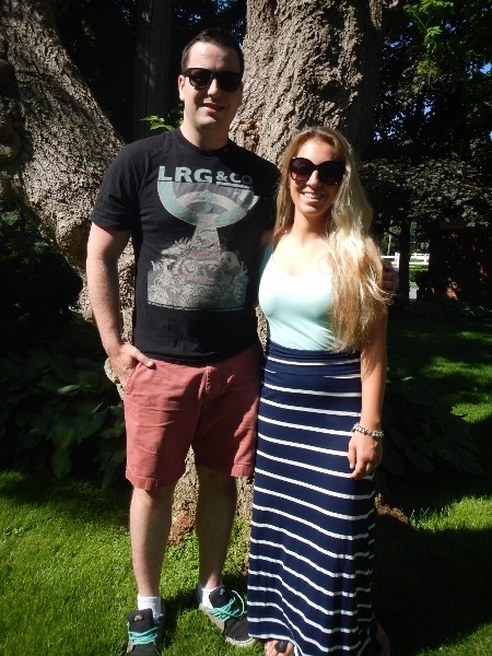 2016 Gary & Alison pose under our maple tree at their
      shower