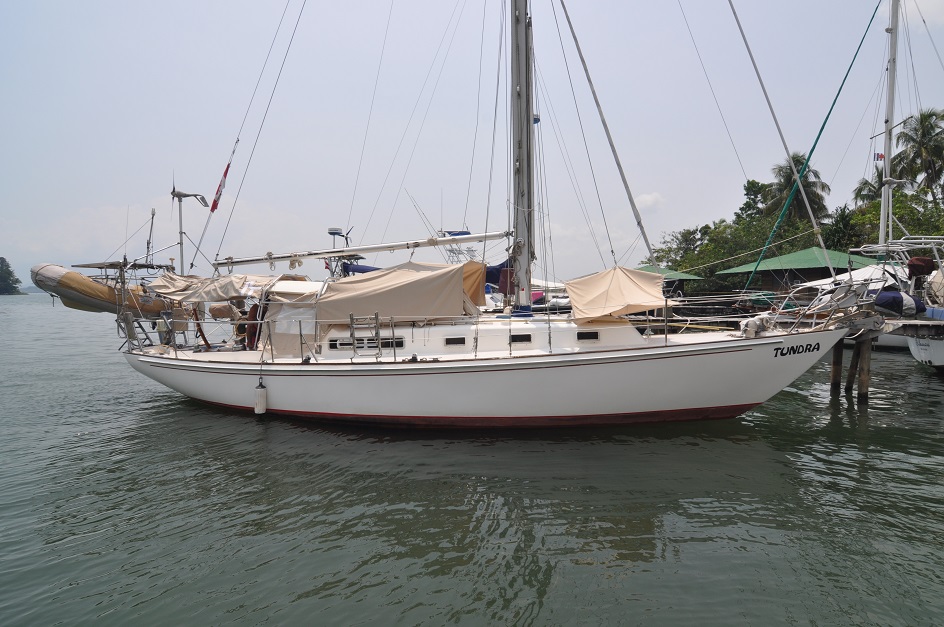 Tundra sits at her birth at
        Catamaran Marina Guat