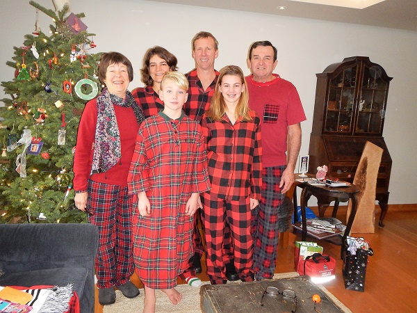 2017 Christmas day at Delta we pose in our new PJS