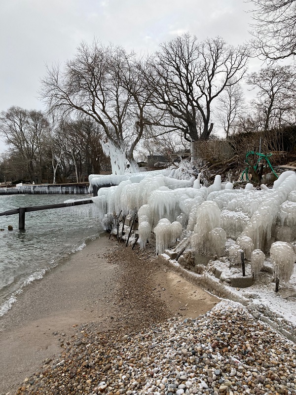 2021 BCT Looking east at ice formations on our wall Jan 27