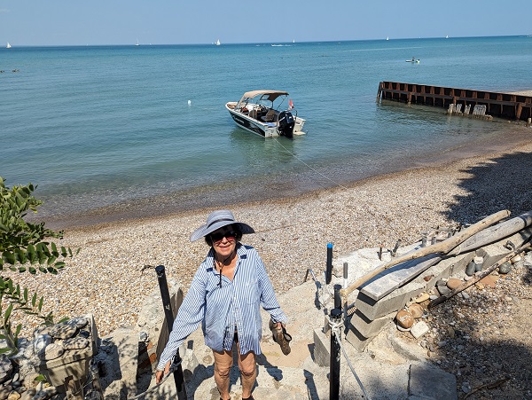 2023 Kathy on BC beach KATALINAS LEGEND