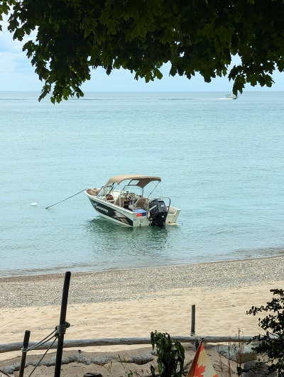 2024 July 4 katalina's legeng moored of Our Beach