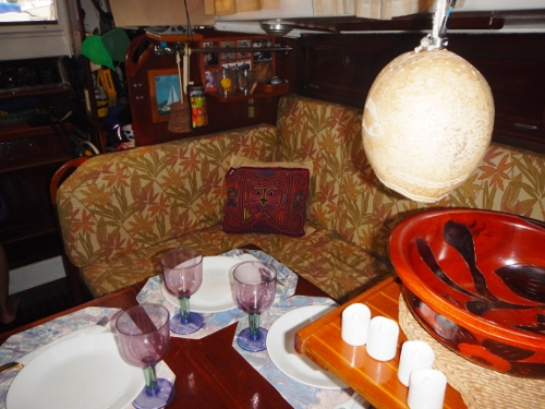 Down below Tundra
      looking aft to the port revealing the Nav Station in the once
      Quarter Berth Area