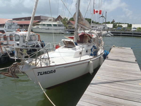 Tundra tied up at Cucumber Beach
            Marina near Belize City