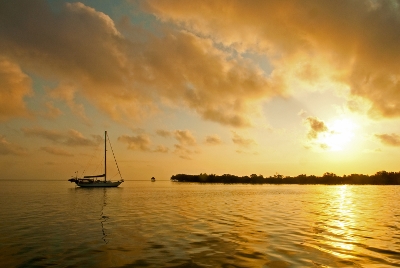 Tundra in the sunset at North Long Coco Cay Belize