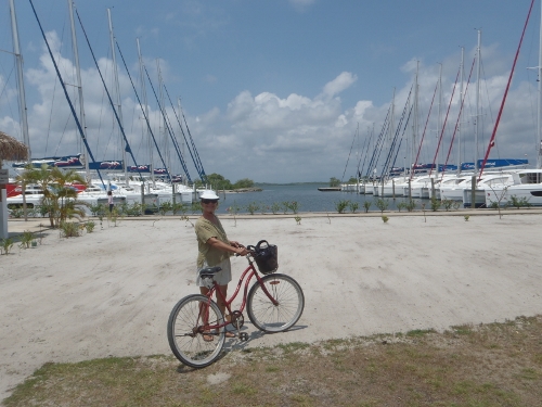 Behind Kathy in the harbour for the
            Moorings and Sunsail Yacht Charter Company