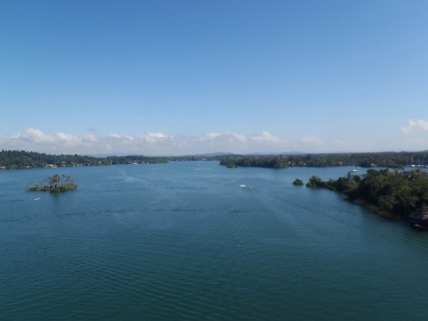 View looking east
                  from the top of the bridge crossing the Rio