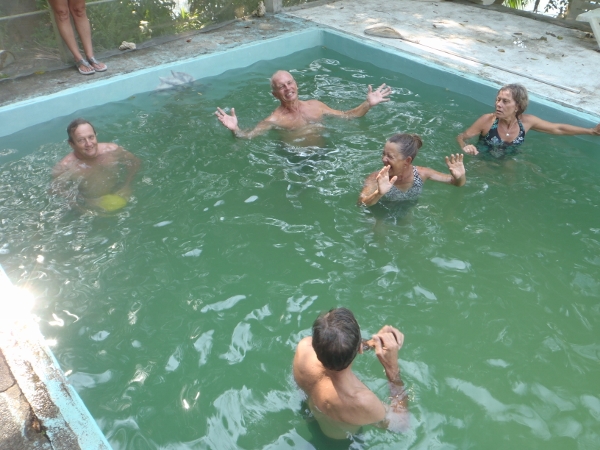 Yachties and Locals play water volley
            ball on a regular Sunday after noon occurance