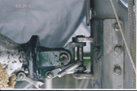 This shows the
          new goose neck fitting installed to replace the old